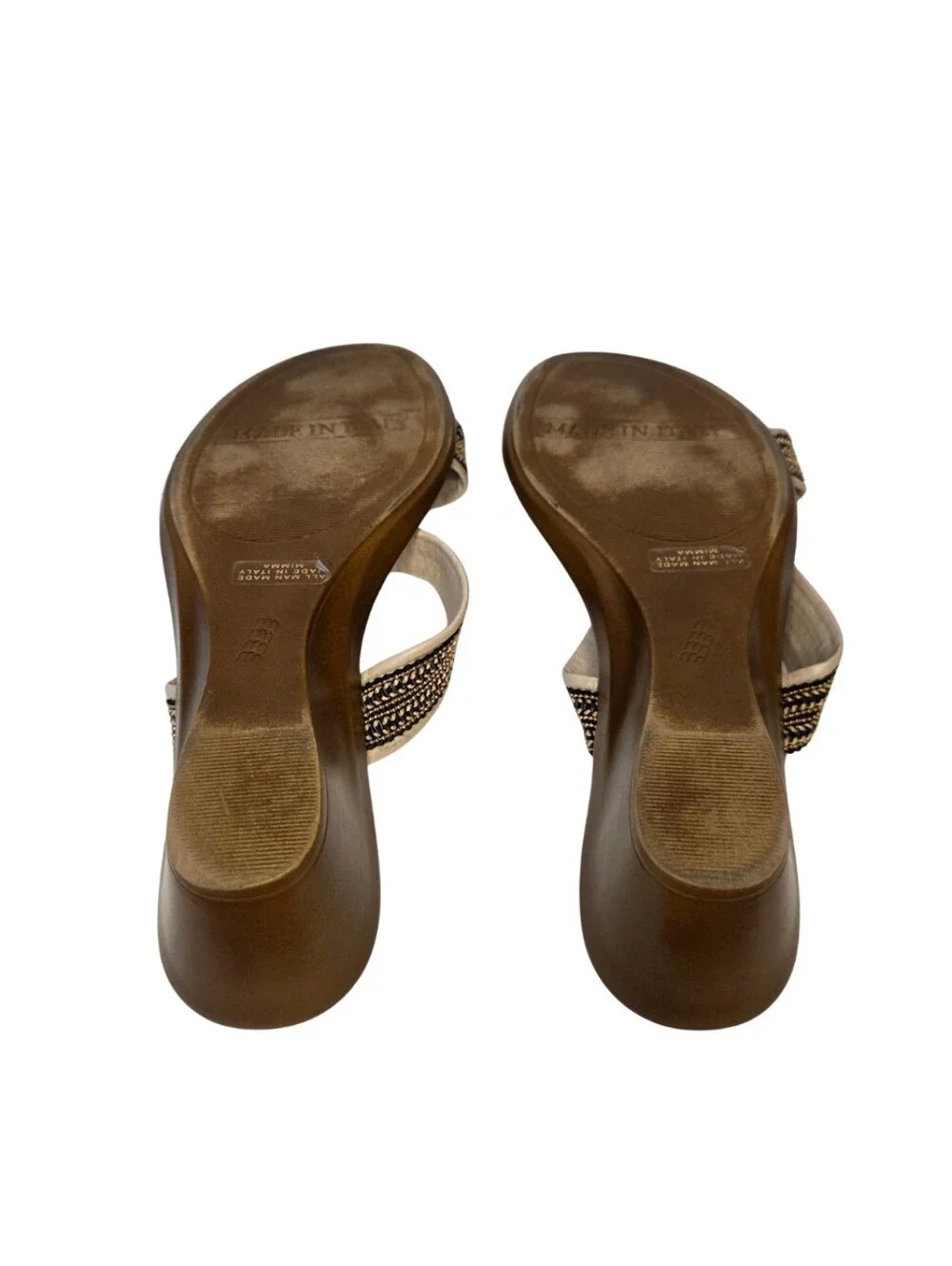 Beige Braided Strap Slide Sandals